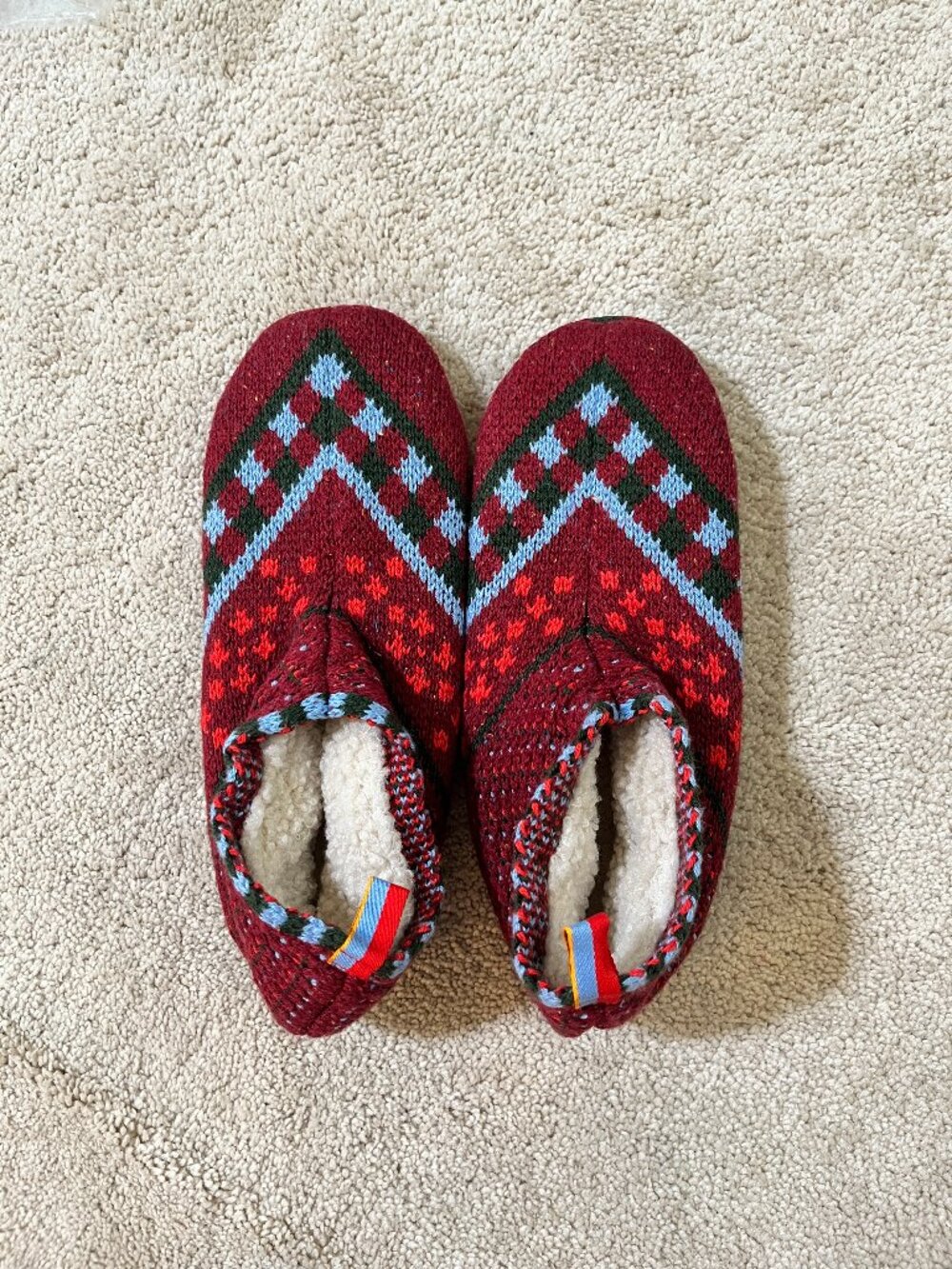 Bombas Sherpa Lined Gripper Bootie Red Slippers Women Med M (US W 9-11.5)*READ